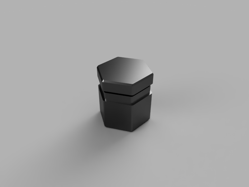 A render of a 3d printed customizable hexagon shaped storage box