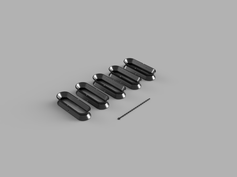 A render of 3d printed customizable cable organizers