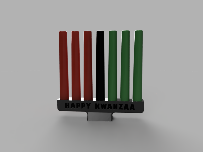 A render of a 3D printable Kwanzaa Kinara